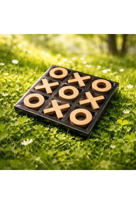Joc X si O din lemn mdf gros 1.9 cm negru auriu