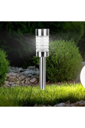 Lampă solară cilindrică argintie 43 cm