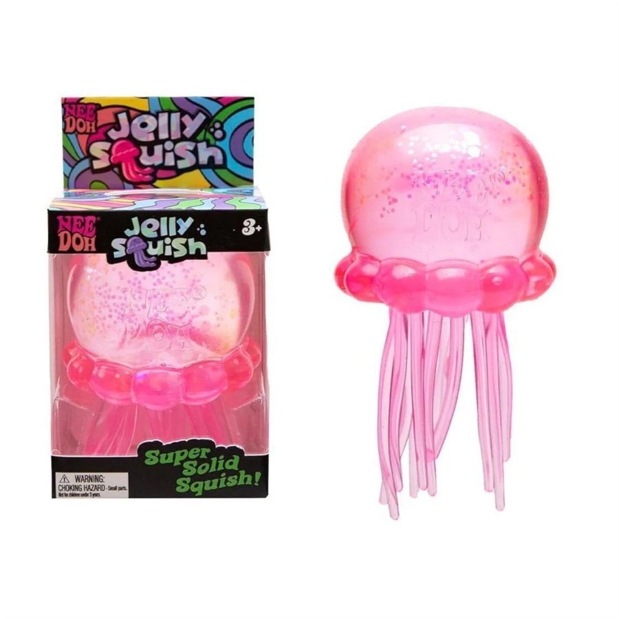 Jucarie interactiva NeeDoh, jucarie squishy meduza, roz, 9 cm