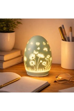Pahar de ouă de Paște cu LED Verde Mentă Ø10 x 13,5 cm