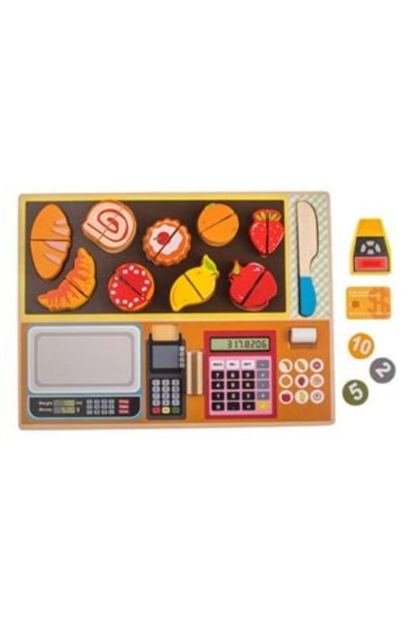 Set Casa de Marcat cu Alimente din Lemn Puzzle 30 x 22 cm
