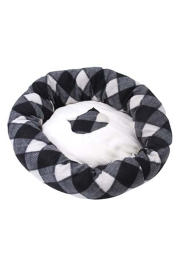 Pat în ecosez pentru pisici alb-negru Ø47 x 12 cm