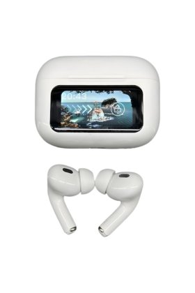 Căști intraauriculare Bluetooth A9-PRO cu afișaj (alb)