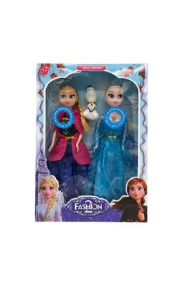 Set de 2 păpuși muzicale Frozen, Anna, Elsa și Olaf, cu accesorii, 28 cm