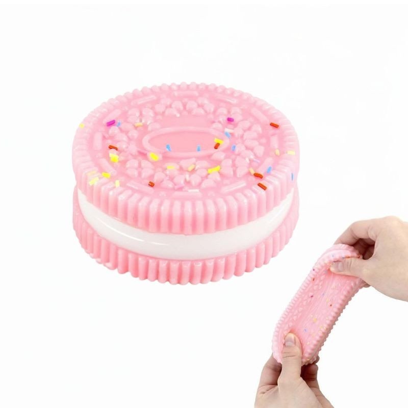 Jucarie Anti-Stres Oreo Roz Biscuit Silicone cu Design Ultra-Soft | Mangaiere Senzoriala & Squeeze Reutilizabil pentru Copii/Adulti | Cadou Anxietate & Accesoriu Birou (Testat 10.000+ Apasari)