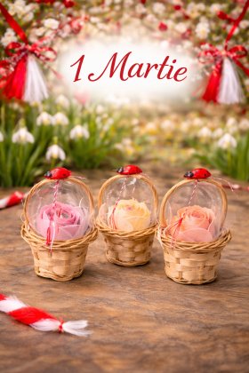Set 3 Coșulețe cu Floare din Ceară cu Fitil Aranjament Floral Parfumat