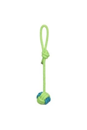 Jucării pentru câini cu frânghie și minge, albastru și verde - 40 cm