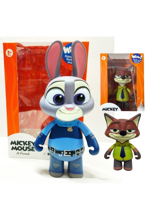 2 CUTII Figurine din plastic Nick și Judy din Zootopia Fox ȘI Bunny