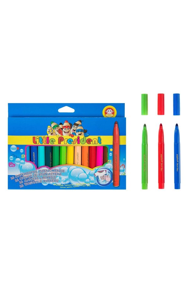 Set Carioci Lavabile cu Varf Gros Little President - 16buc