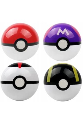 Set 4 Pokeball-uri Pokemon, din PVC/plastic, multicolor