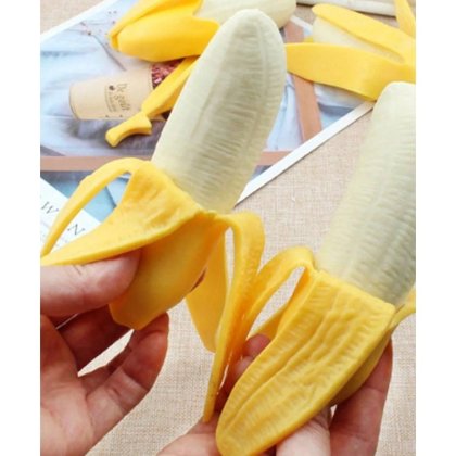 Jucarie squeeze, VICTINY® model BANANA DESFACUTA SILICON 3x3x11CM, Antistres, multicolor, ANTI STRES