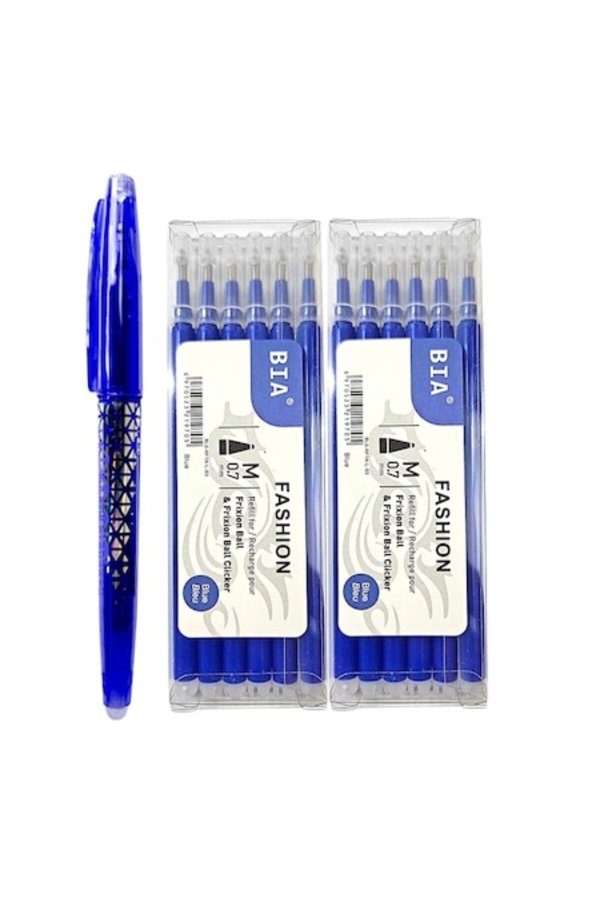 Set pixuri roller Bia cu radieră 0,7 mm și 12 rezerve, albastre