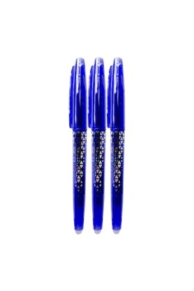 Set de 3 pixuri roller 0,7 mm cu radieră, albastre