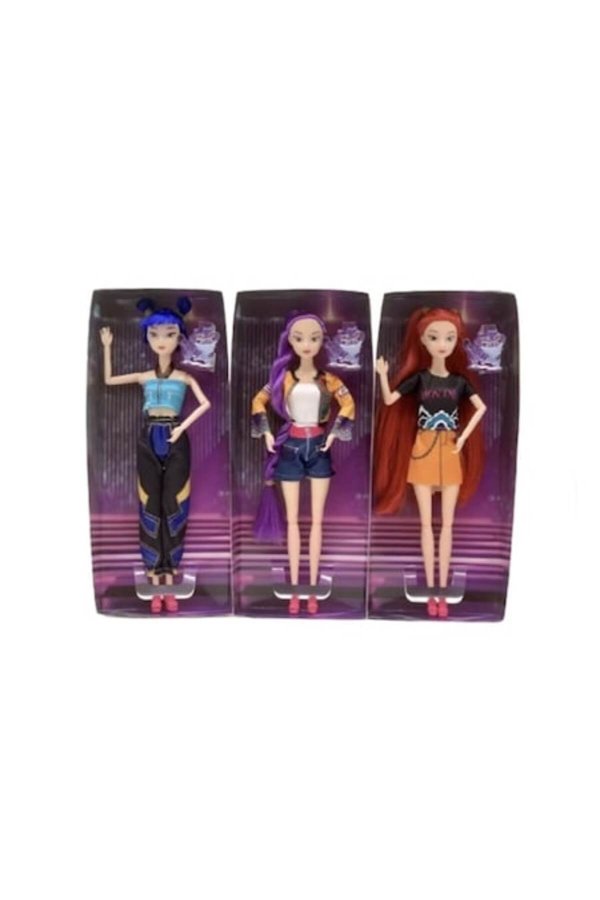 Set 3 Papusi, Fată Vânătoare de Demoni K Pop, multicolor, 30 cm