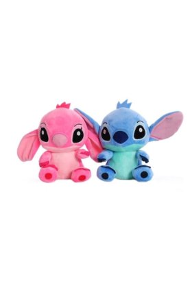 Set de 2 jucării de pluș Virtual Trend® - 23 cm, personaje Lilo și Stitch, albastru/roz