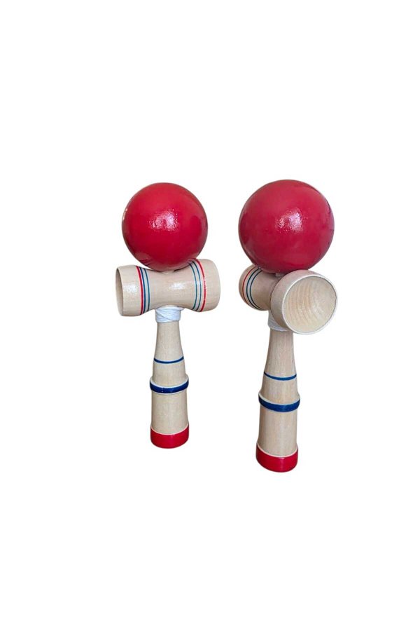 Jucărie de dexteritate din lemn, Kendama, Rosu