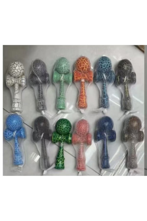 Jucarie Profesionala 1 bucata Kendama, Flippy, Cracked, din Lemn, 18 cm -MIX