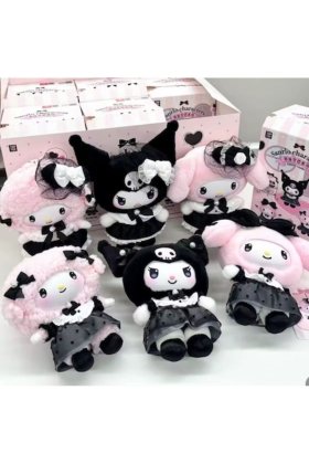 Figurina breloc pluș Sanrio Kuromi și My Melody, 15 cm, multicolore cutie aleatorie