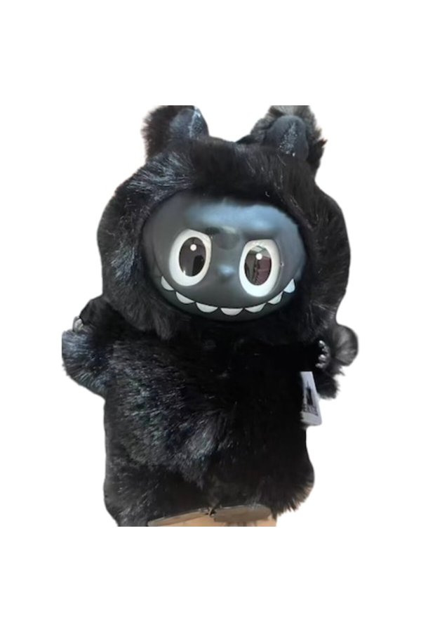 Breloc de pluș pentru rucsac, geantă și chei, pufos și adorabil, model negru