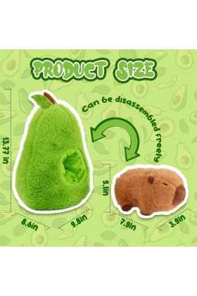 Jucărie de pluș Capybara cu avocado - Animal de pluș moale Capybara de 35 cm, pastilă de pluș drăguță cu avocado