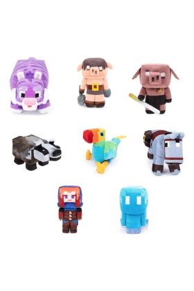 Set 8 jucării de pluș Movie World & Minecraft multicolore 20/25 cm