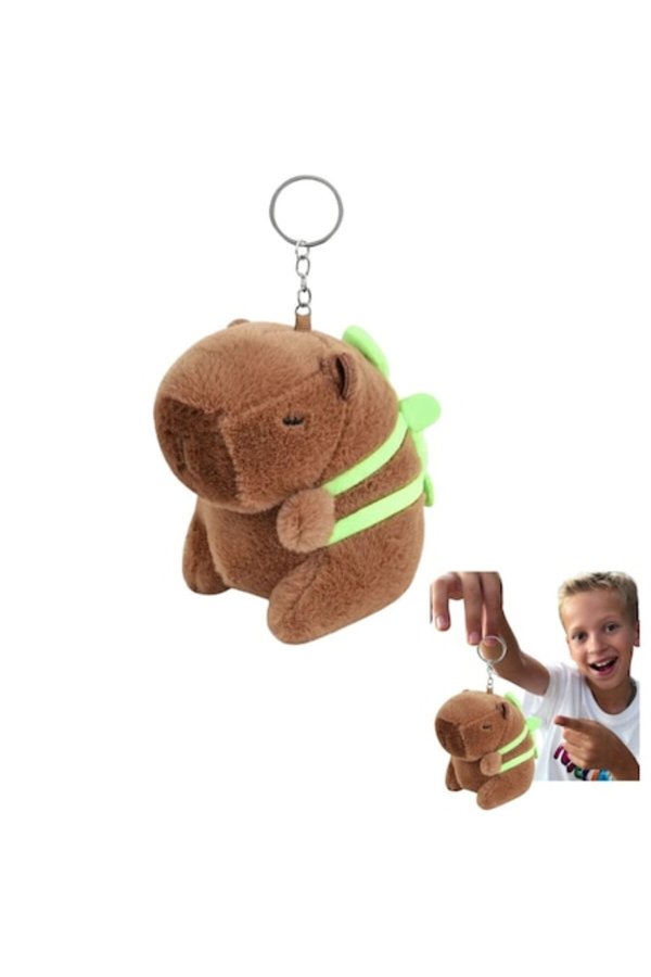 Breloc de pluș Capibara cu rucsac, 10 cm, maro, Impact Vision