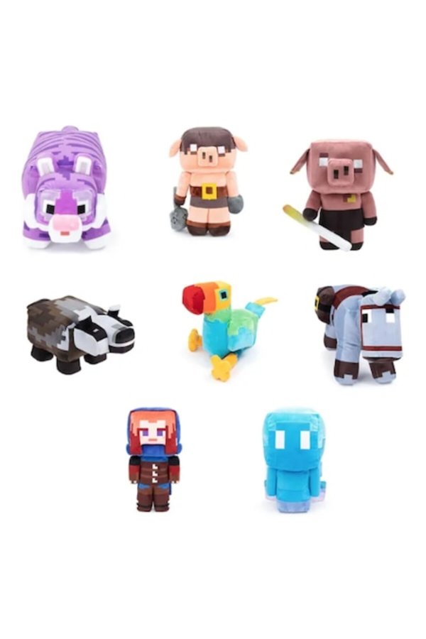 Set 8 jucării de pluș Movie World & Minecraft multicolore 20/25 cm