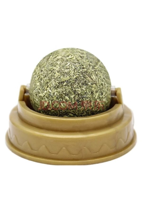 Jucărie pentru pisici VICTINY® Minge din iarbă Catnip cu spate adeziv, aurie sau verde