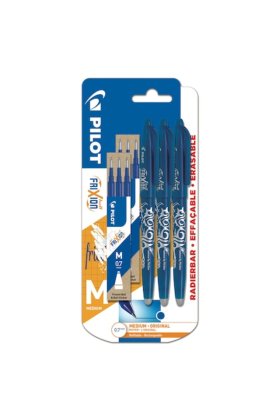 Set 3 pixuri Frixion cu bilă, 6 rezerve, 0,7 mm, albastre,