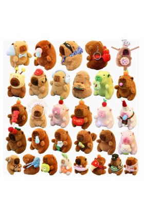 Set 3 brelocuri cu ursuleț drăguț, hamster și capibara, din pluș moale