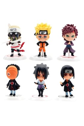 Set de 6 figurine mini anime, Naruto, PVC, 7-8 cm, multicolore