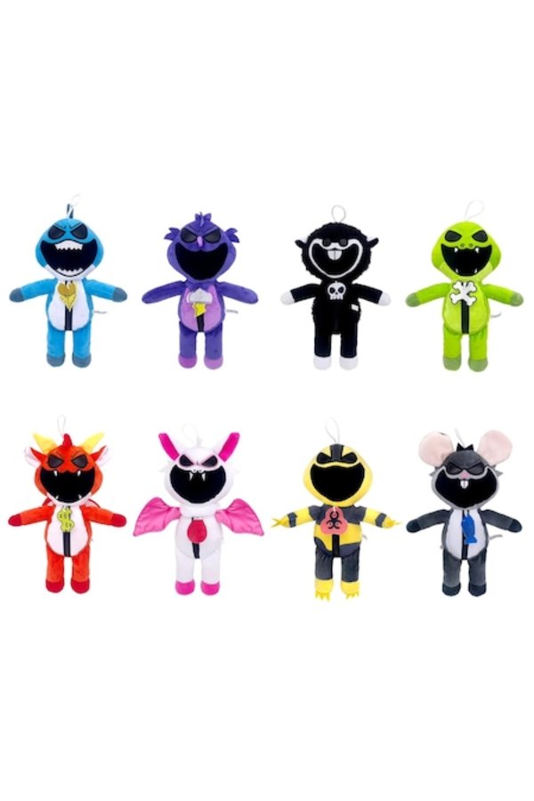 Set 8 figurine de pluș, Creaturile Zâmbitoare 4, ® Multicolor, 20/25 cm