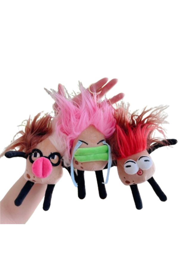 Set 3 jucării de pluș, stil Pou, multicolor, VICTINY® maro 13 cm