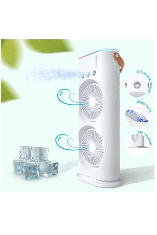 Ventilator de birou portabil cu spray de umidificare și telecomandă