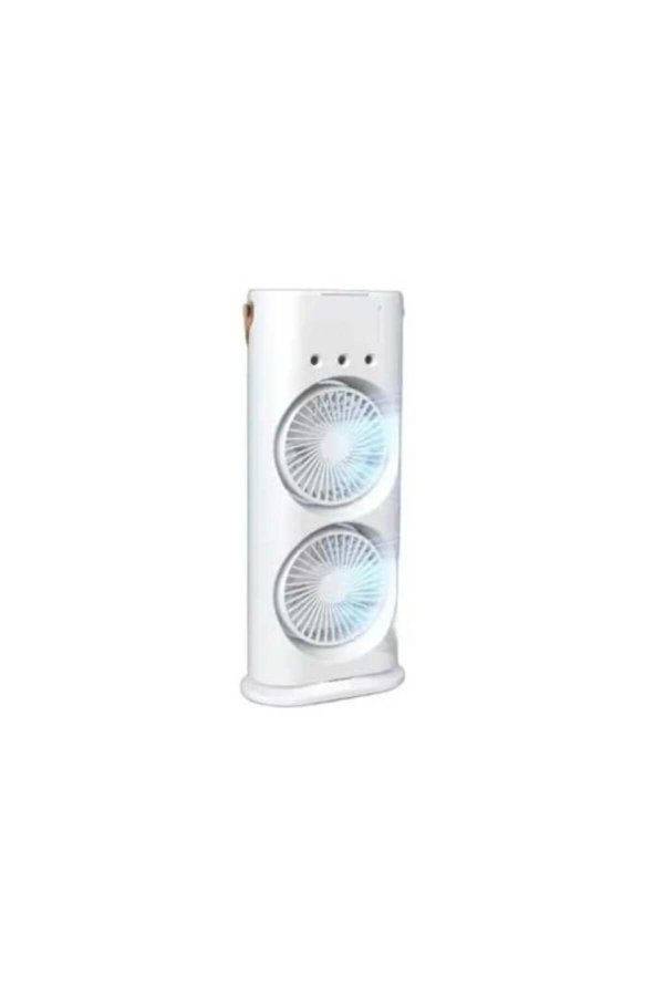 Ventilator dublu portabil „Mist & Breeze” cu pulverizare fină și oscilație la 90°
