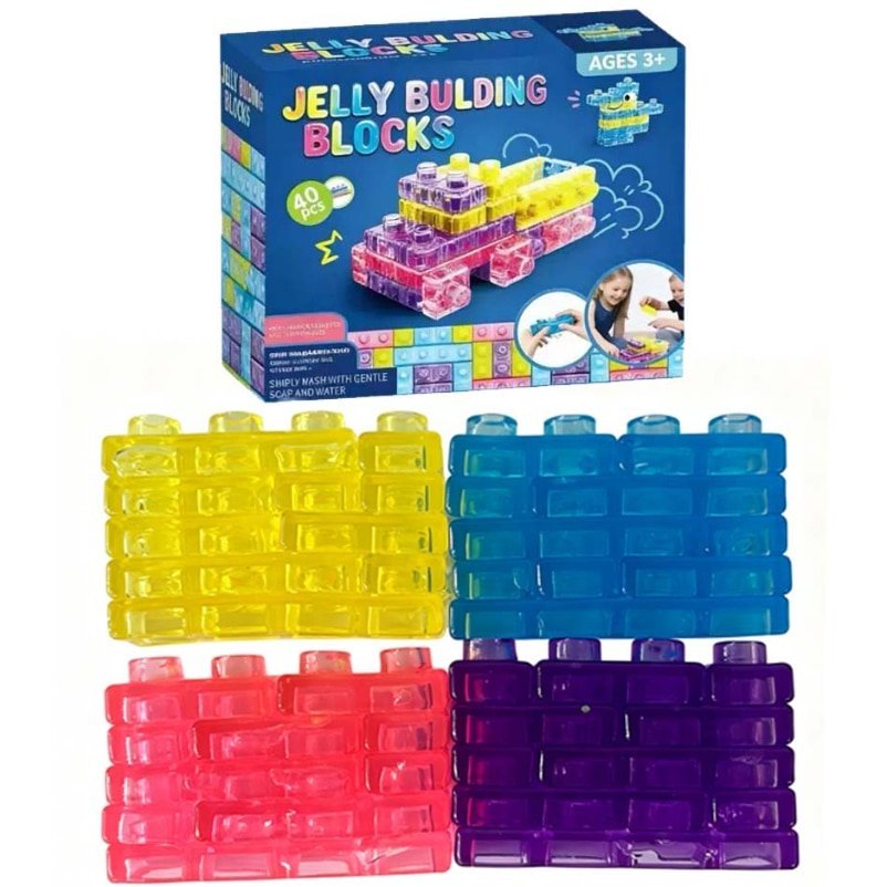 Cuburi de Constructie Jelly Gummy moi din Cristal Transparent 40 buc X 2 CM Jucarie Squishy Elastica Pentru Copii Jocuri