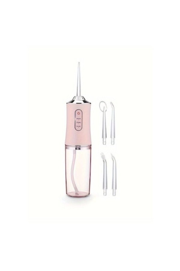 Irigator oral pentru dus bucal, VICTINY ® Profesional, 4 accesorii si 3 moduri curatare, 220mL, Roz