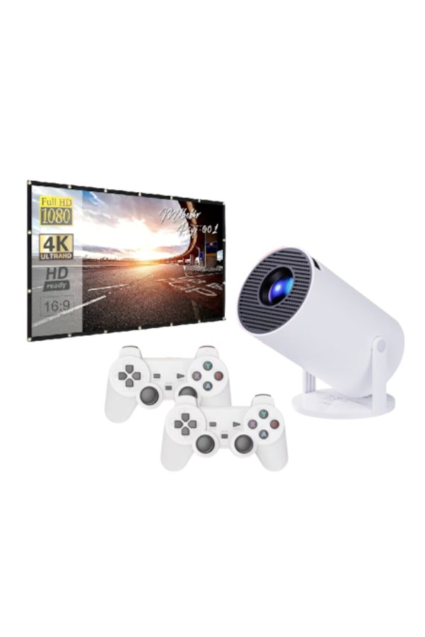 Proiector inteligent 4K cu consolă de jocuri și ecran de proiecție 210 x 125