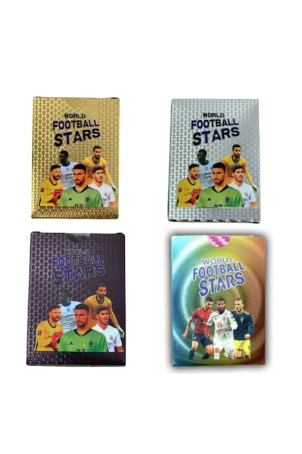 Set 4 Pachete Carti de joc pentru colectionari ® Fotbalisti, 220 bucati, multicolor/auriu/a