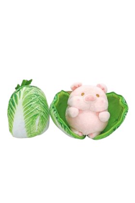 Purcelus de Plus cu fermoar, varza VICTINY® roz / verde 18 cm