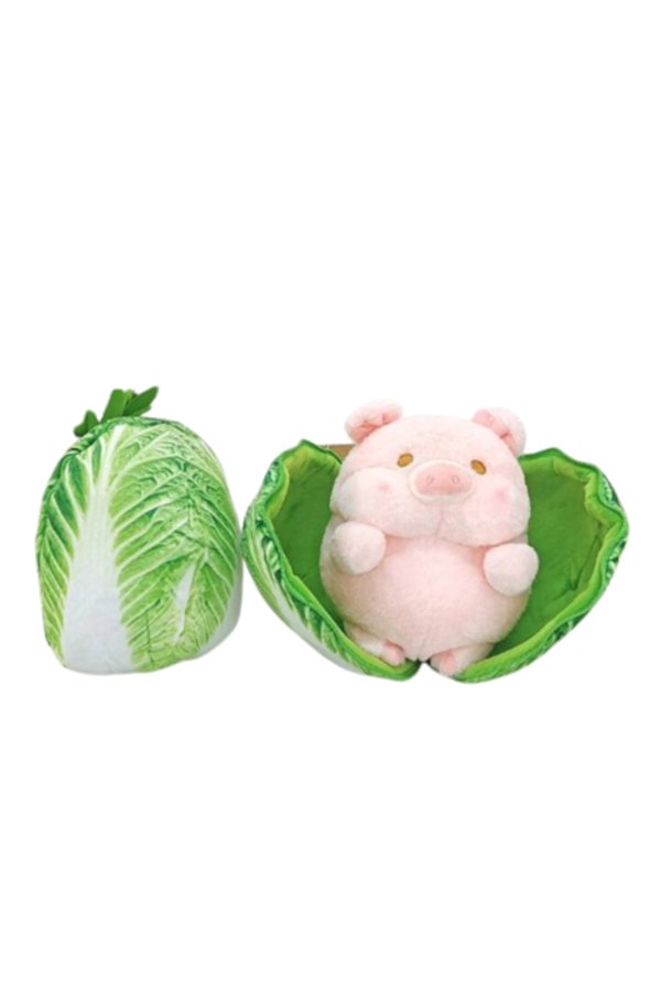 Purcelus de Plus cu fermoar, varza VICTINY® roz / verde 18 cm