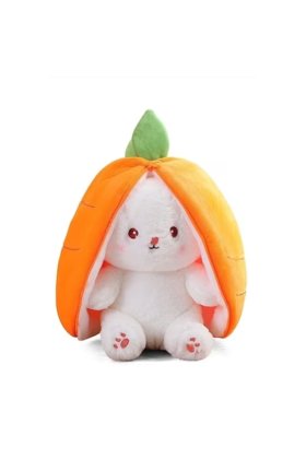 Jucărie de pluș Iepure Morcovel ® Moale, pufos și catifelat, 25 cm, portocaliu/alb