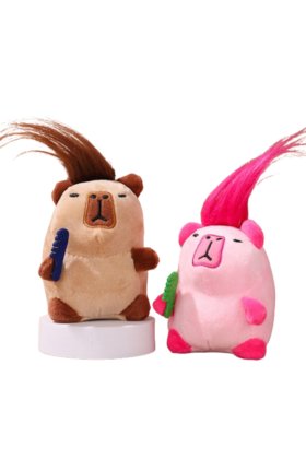 Set 2 jucarii Capybara Plus VICTINY ro / maro 13 cm breloc