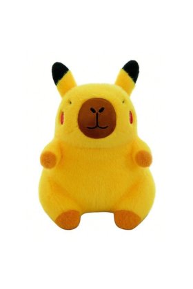 Capibara Pikachu, Jucărie de pluș, VICTINY® Maro/Galben, 23 cm / Calitate Premium