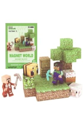 Blocuri de construcție magnetice Game World Mine Craft ® 53 cuburi magnetice verzi