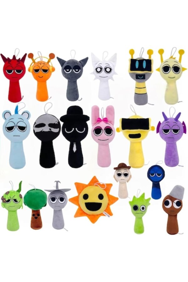 Set 5 jucării de pluș VICTINY® Sprunki&show 15/23 cm multicolor 50 modele