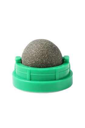Sferă de jucărie pentru pisici cu catnip, spate adeziv, verde