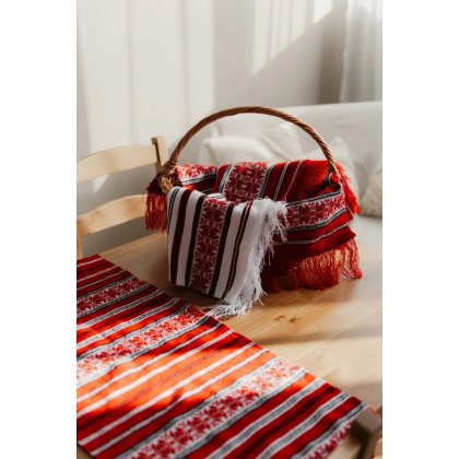 Prosop / servet traditional Romanesc 74/36 cm rosu /alb