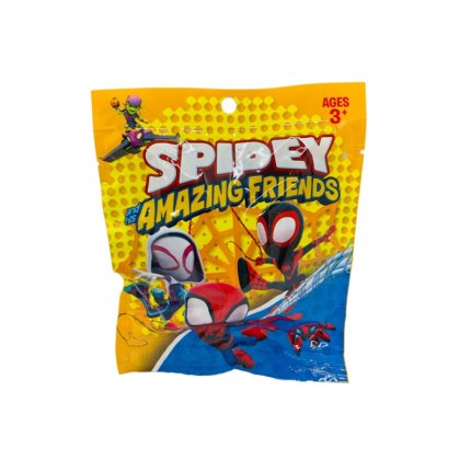 Plic Spidey and his Amazing Friends, Shop Like A Pro® cu figurina si cartonase surpriza, Mistery Box