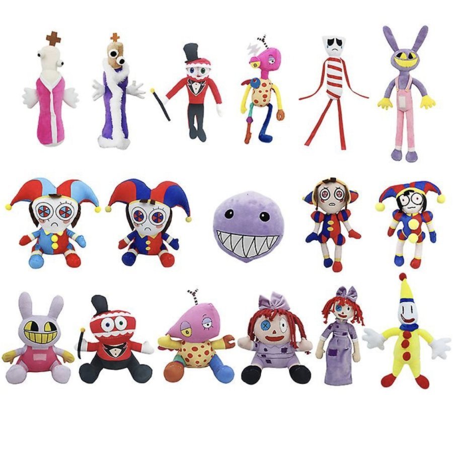 Set 5 jucarii de plus, Digital Circus Circul Digital 55-70 cm, multicolore, BimBimBo